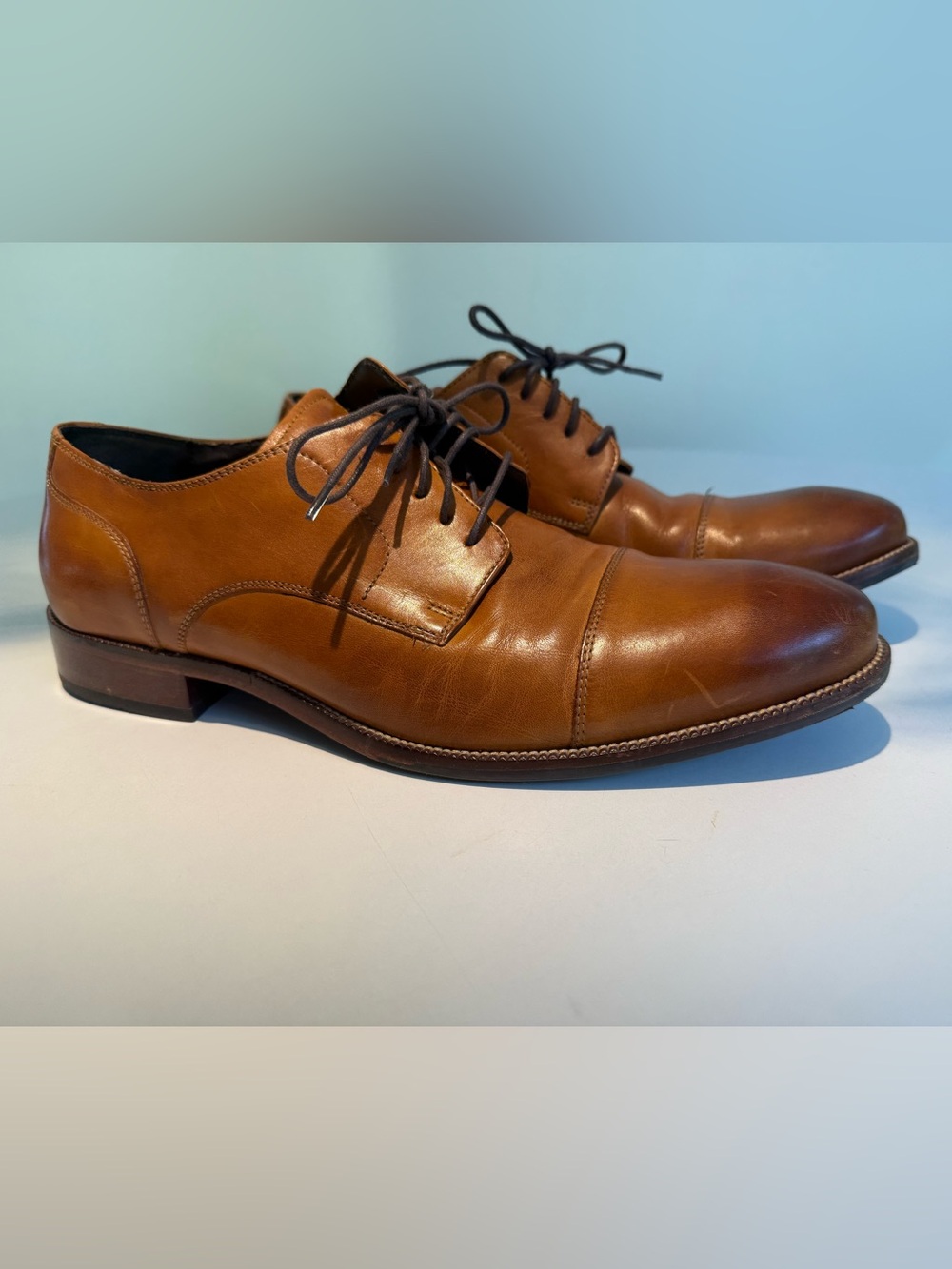 Cole Haan Men's British Tan Leather Cap Toe Oxford Dress Shoes Size C24120